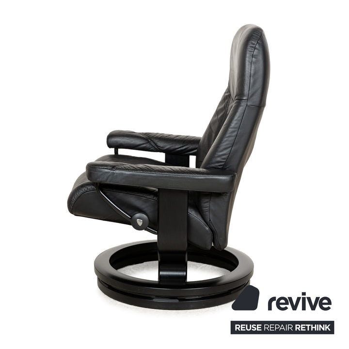 Stressless Consul Leather Armchair Black incl. Footstool manual function