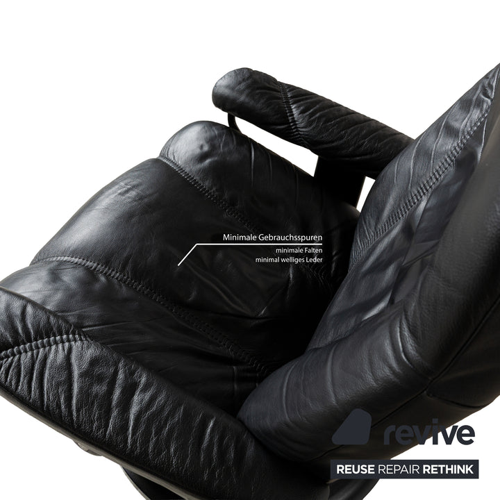 Stressless Consul Leather Armchair Black incl. Footstool manual function