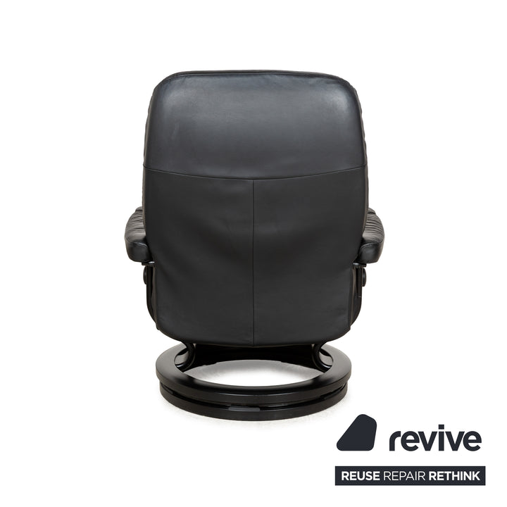 Stressless Consul Leather Armchair Black incl. Footstool manual function