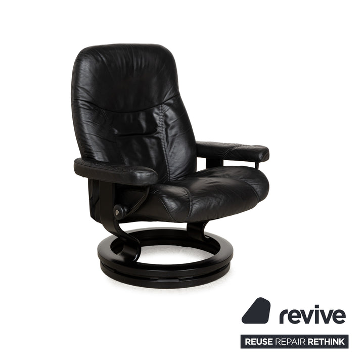 Stressless Consul Leather Armchair Black incl. Footstool manual function
