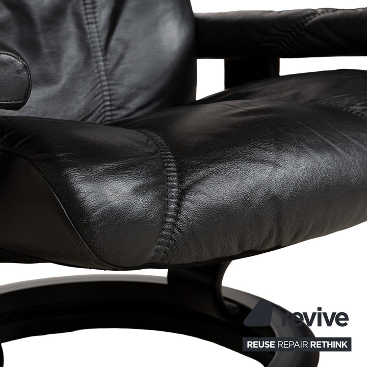 Stressless Consul Leather Armchair Black incl. Footstool manual function