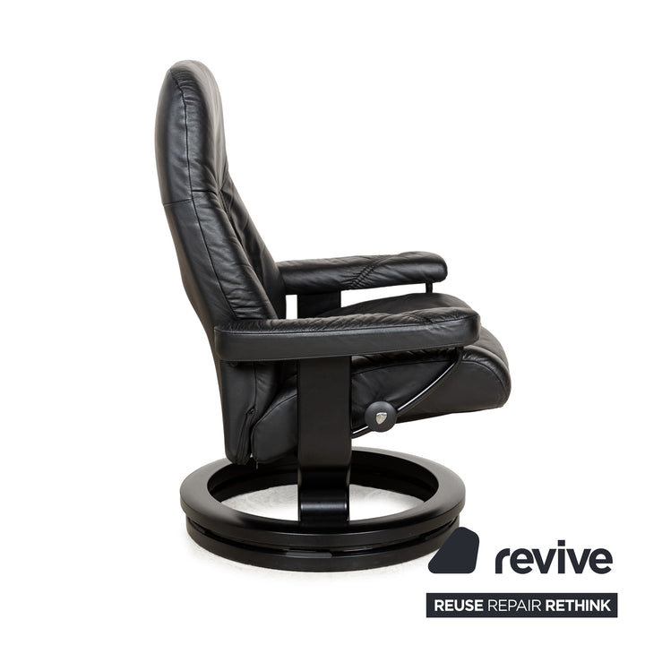 Stressless Consul Leather Armchair Black incl. Footstool manual function
