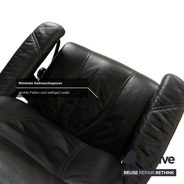 Fauteuil Stressless Consul en cuir noir, fonction manuelle, fonction inclinable
