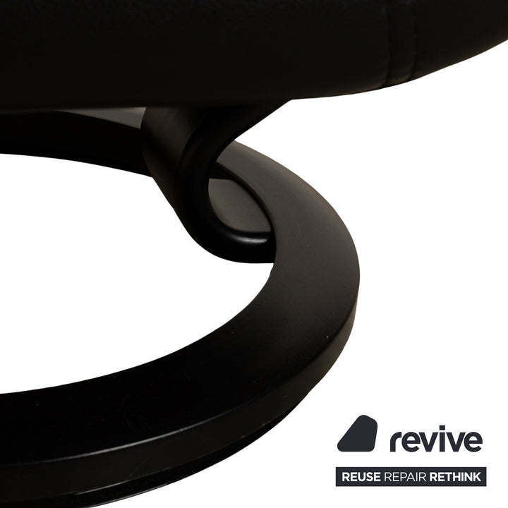 Fauteuil Stressless Consul en cuir noir, fonction manuelle, fonction inclinable