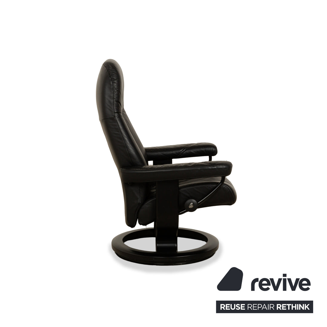 Fauteuil Stressless Consul en cuir noir, fonction manuelle, fonction inclinable