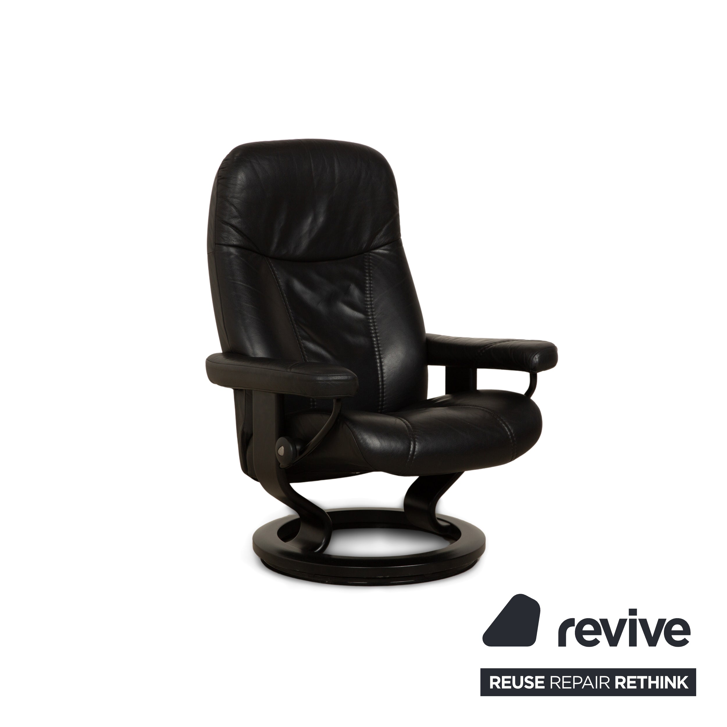 Stressless Consul Leather Armchair Black manual function reclining function