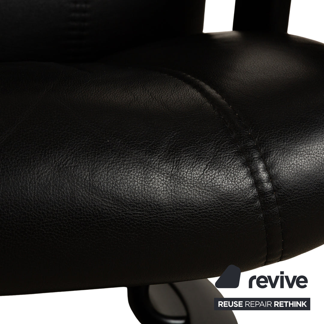 Fauteuil Stressless Consul en cuir noir, fonction manuelle, fonction inclinable