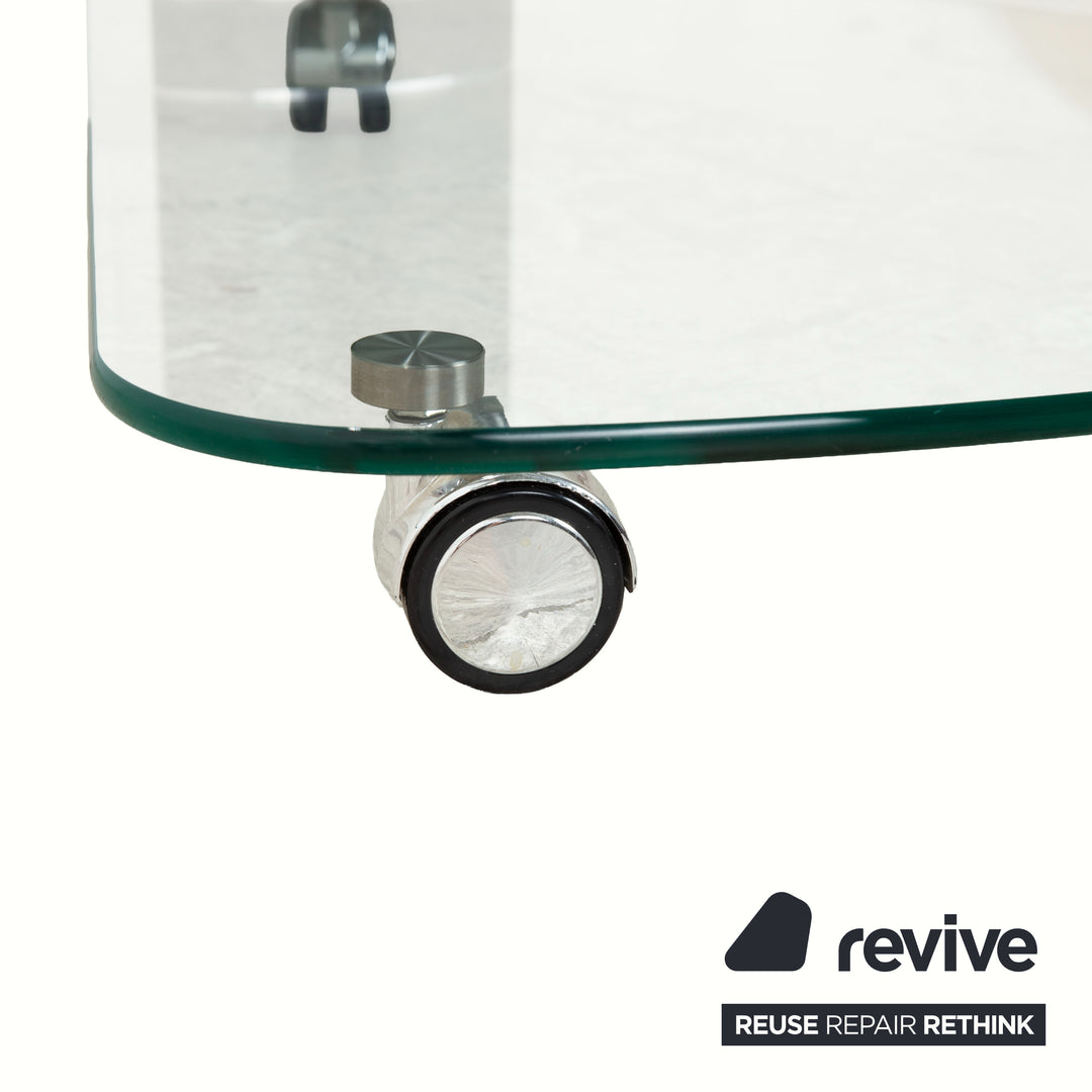 Table basse Stressless en verre gris argent noir, table d'appoint avec fonction de roulement