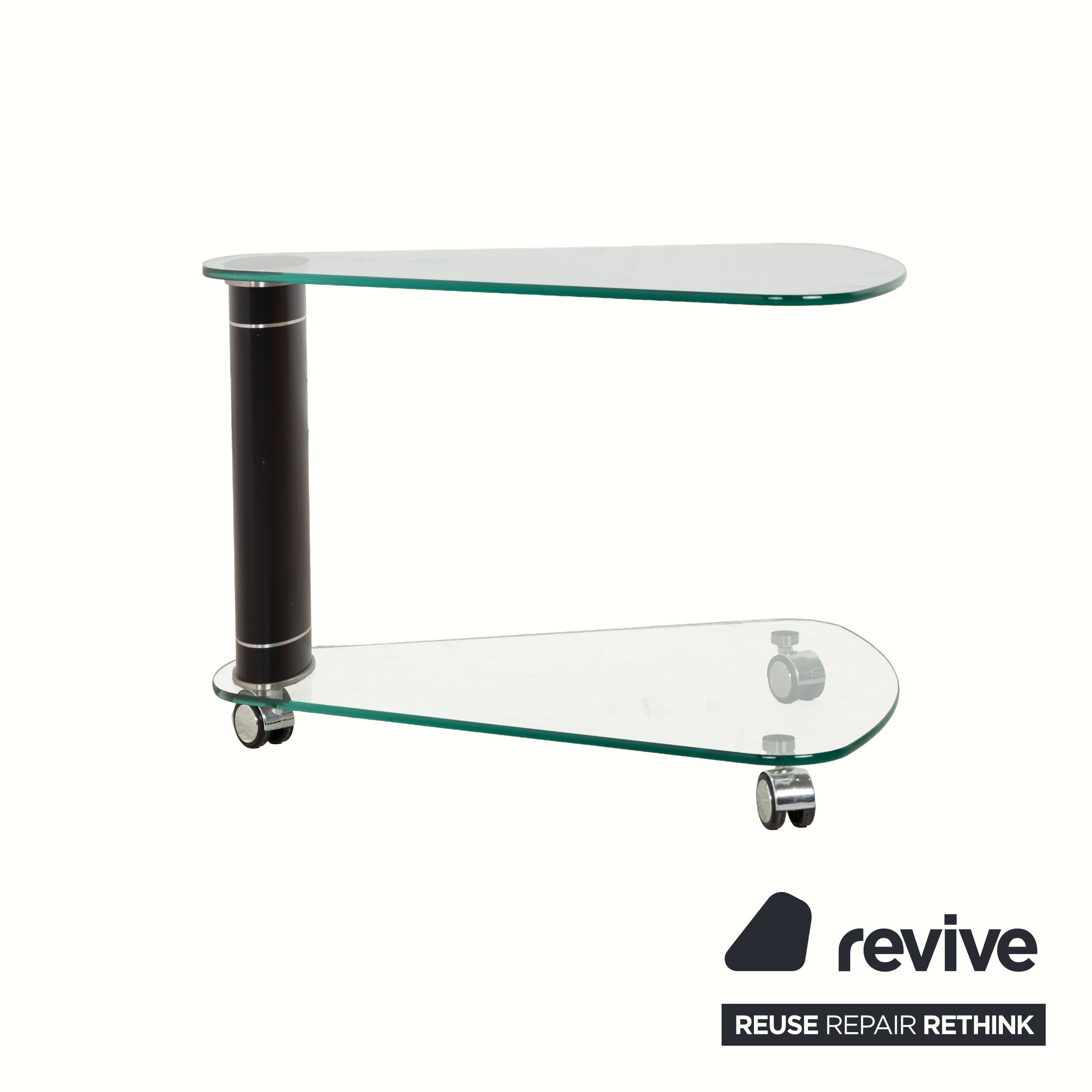 Stressless Coffee Table Glass Grey Silver Black Side Table with Rolling Function