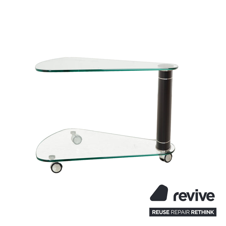 Table basse Stressless en verre gris argent noir, table d'appoint avec fonction de roulement