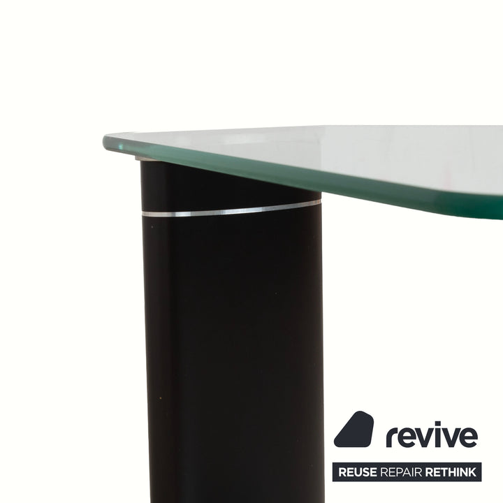 Table basse Stressless en verre gris argent noir, table d'appoint avec fonction de roulement