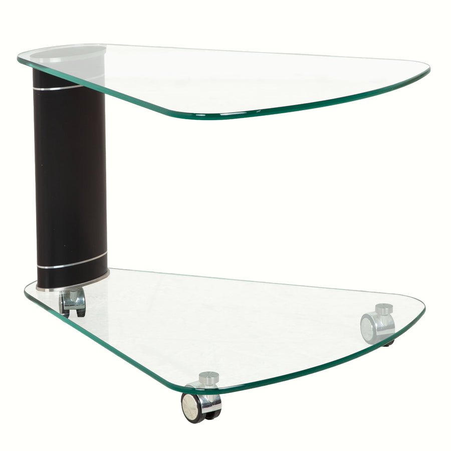 Table basse Stressless en verre gris argent noir, table d'appoint avec fonction de roulement