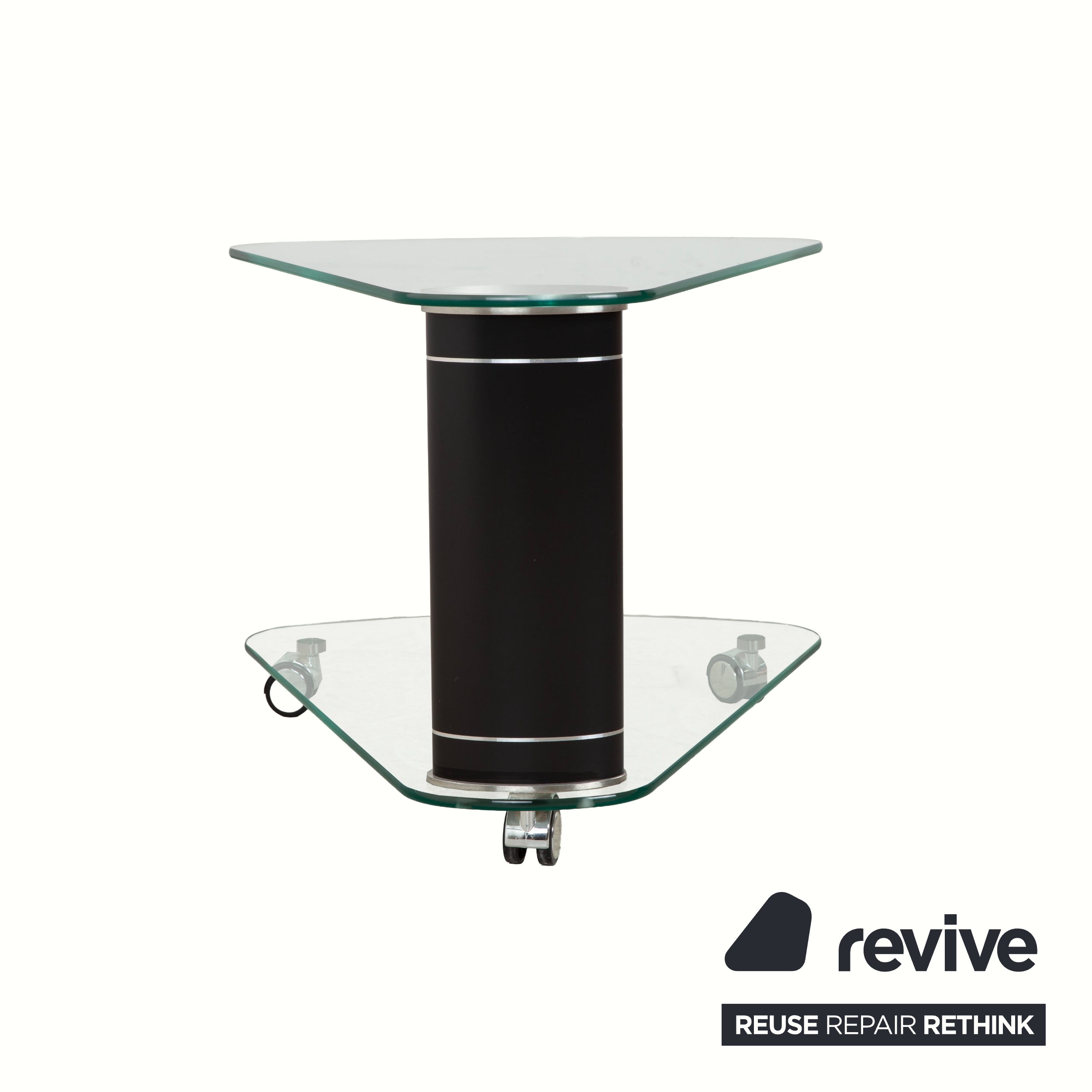 Stressless Coffee Table Glass Grey Silver Black Side Table with Rolling Function