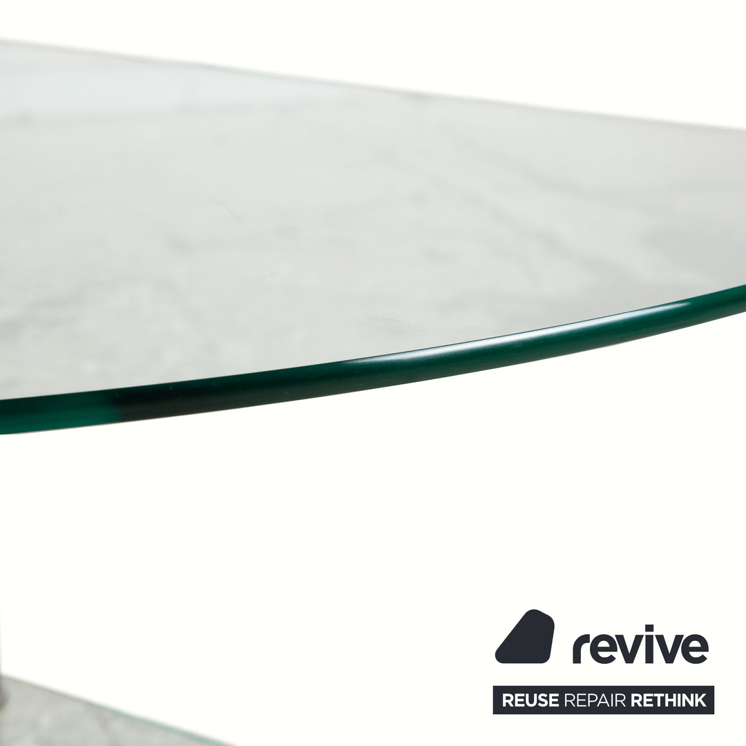 Table basse Stressless en verre gris argent noir, table d'appoint avec fonction de roulement