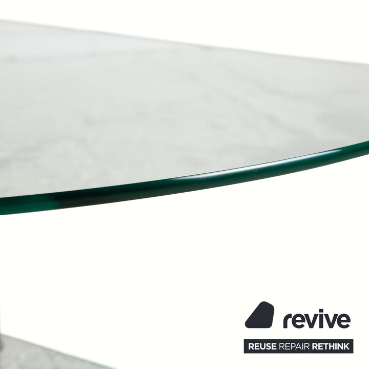 Table basse Stressless en verre gris argent noir, table d'appoint avec fonction de roulement