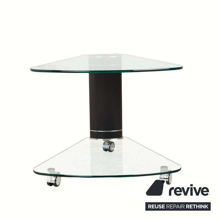 Table basse Stressless en verre gris argent noir, table d'appoint avec fonction de roulement