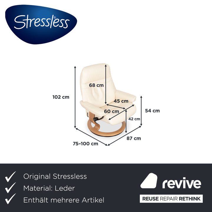 Stressless Dream Leder Garnitur Sessel Creme inkl. Hocker