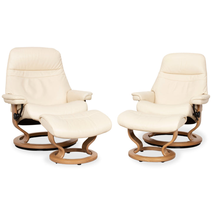 Stressless Dream Leder Garnitur Sessel Creme inkl. Hocker