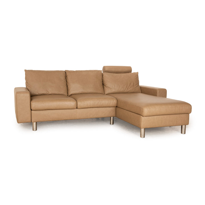 Stressless E 200 Leather Corner Sofa Brown Taupe Recamiere Right Sofa Couch