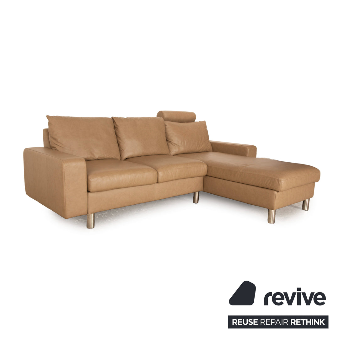 Stressless E 200 Leather Corner Sofa Brown Taupe Recamiere Right Sofa Couch