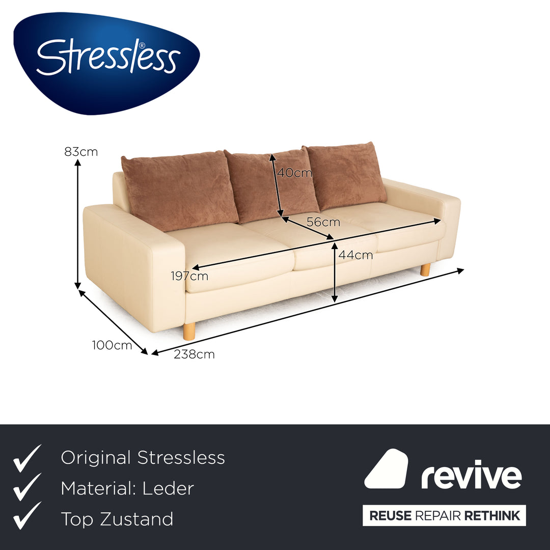 Stressless E200 Leder Dreisitzer Creme Sofa Couch