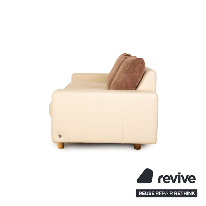 Stressless E200 Leather Three Seater Cream Sofa Couch