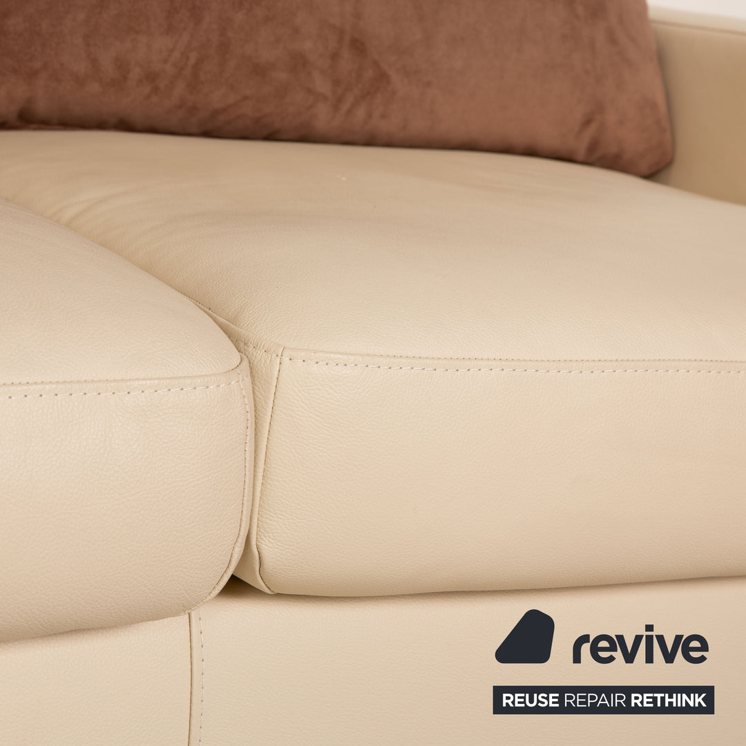 Stressless E200 Leder Dreisitzer Creme Sofa Couch