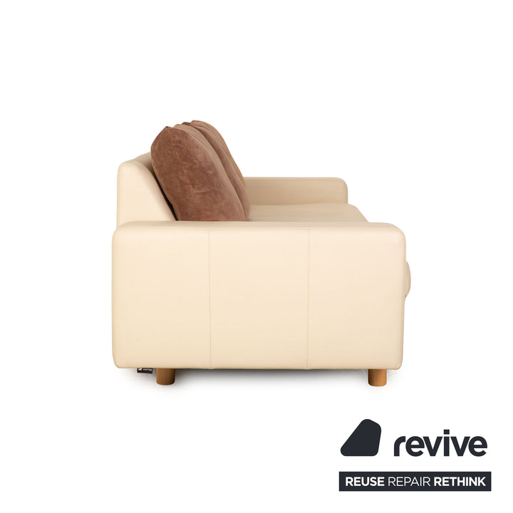 Stressless E200 Leder Dreisitzer Creme Sofa Couch