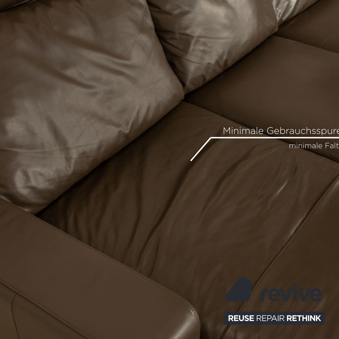 Stressless E200 Leder Ecksofa Braun Dunkelbraun Khaki Recamiere Links Sofa Couch