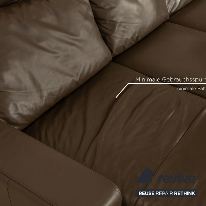 Stressless E200 Leder Ecksofa Braun Dunkelbraun Khaki Recamiere Links Sofa Couch