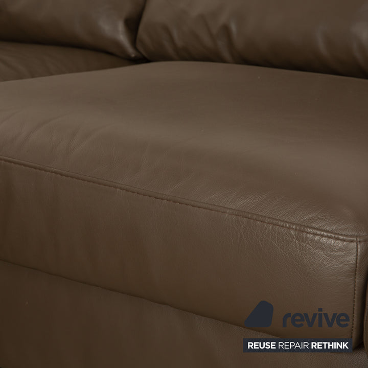 Stressless E200 Leather Corner Sofa Brown Dark Brown Khaki Recamiere Left Sofa Couch