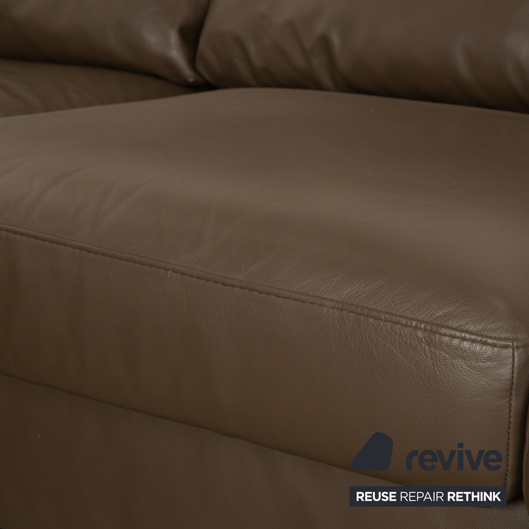 Stressless E200 Leder Ecksofa Braun Dunkelbraun Khaki Recamiere Links Sofa Couch