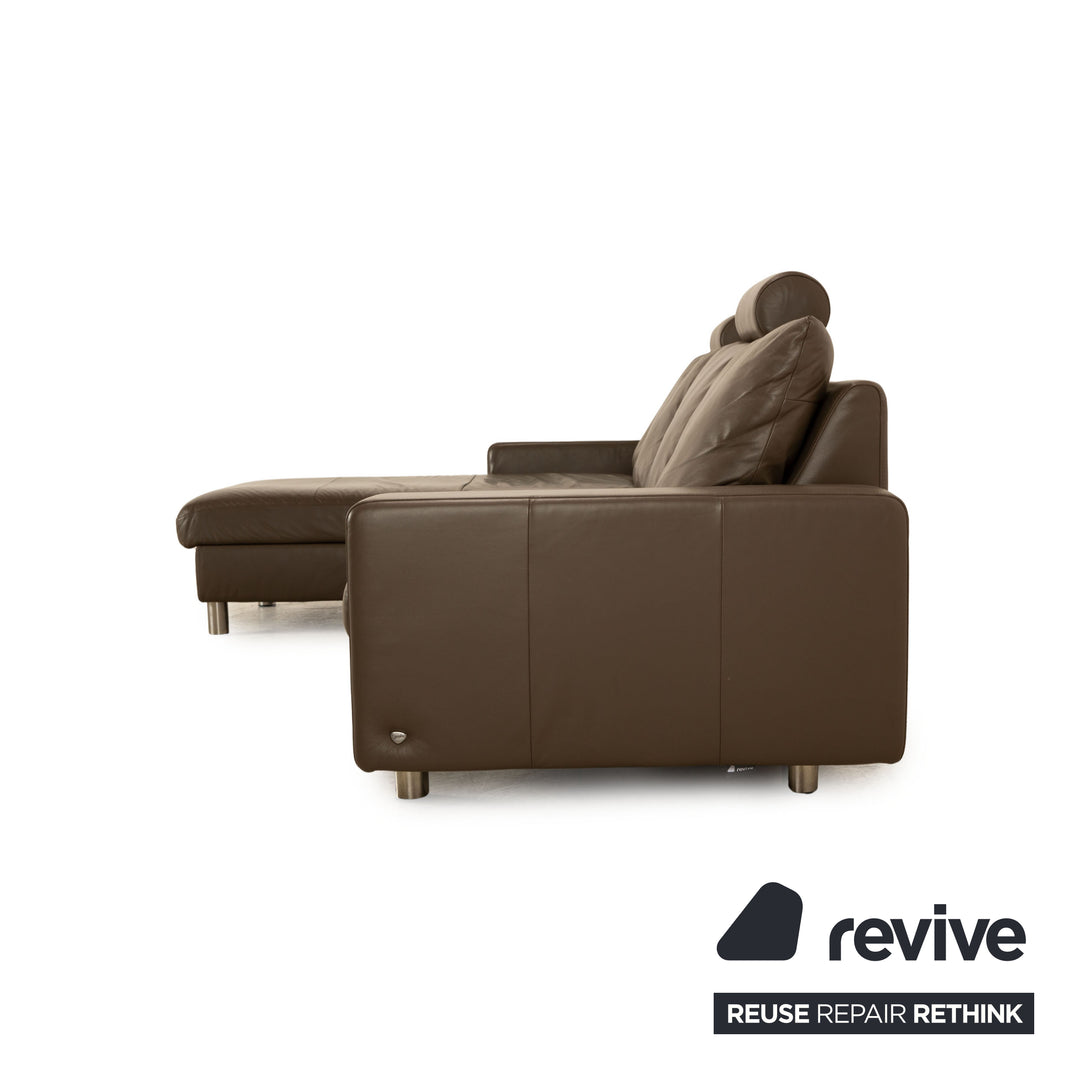 Stressless E200 Leder Ecksofa Braun Dunkelbraun Khaki Recamiere Links Sofa Couch