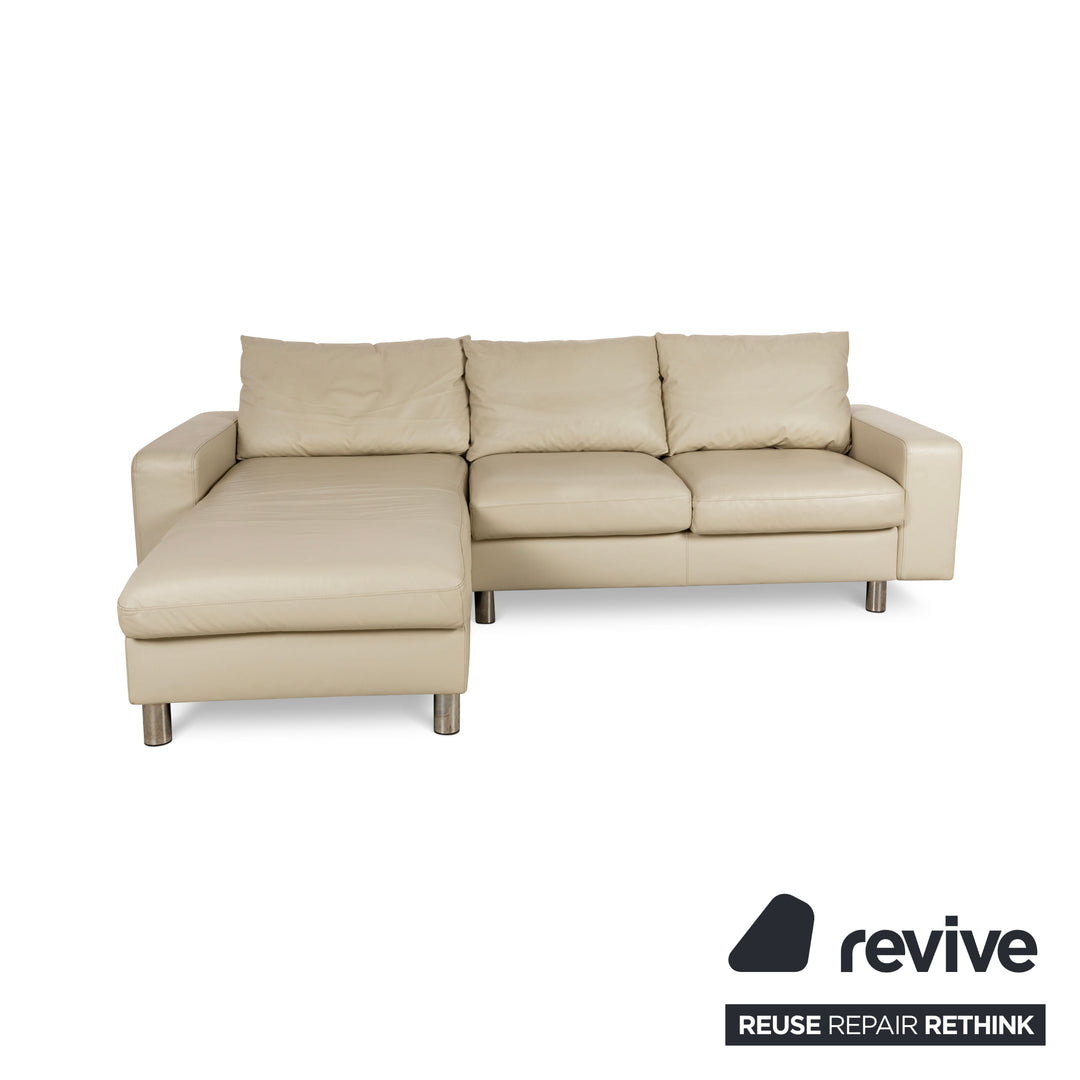 Stressless E200 Leder Ecksofa Creme Recamiere Links Sofa Couch
