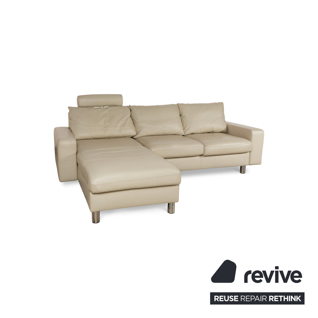 Stressless E200 Leder Ecksofa Creme Recamiere Links Sofa Couch