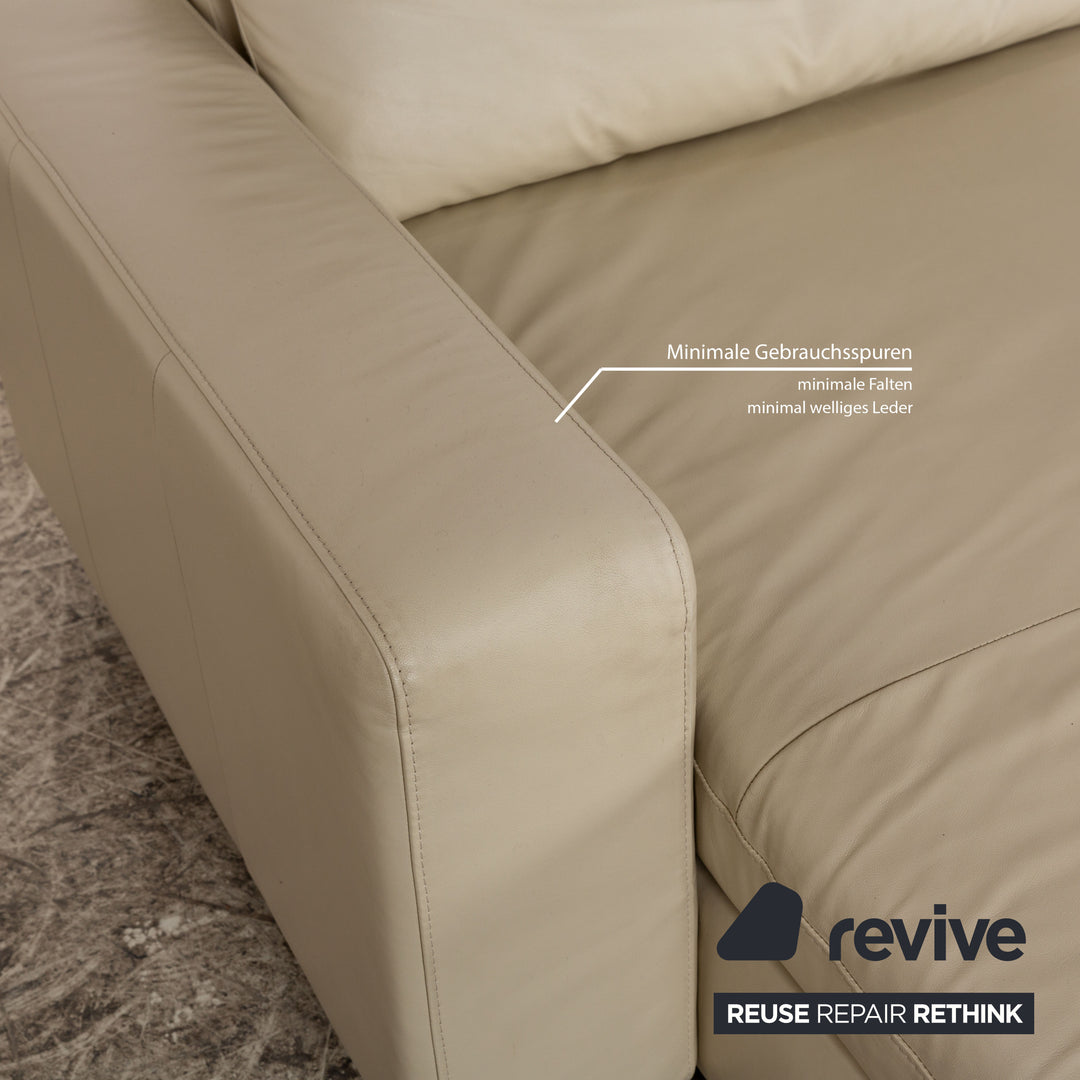 Stressless E200 Leder Ecksofa Creme Recamiere Links Sofa Couch