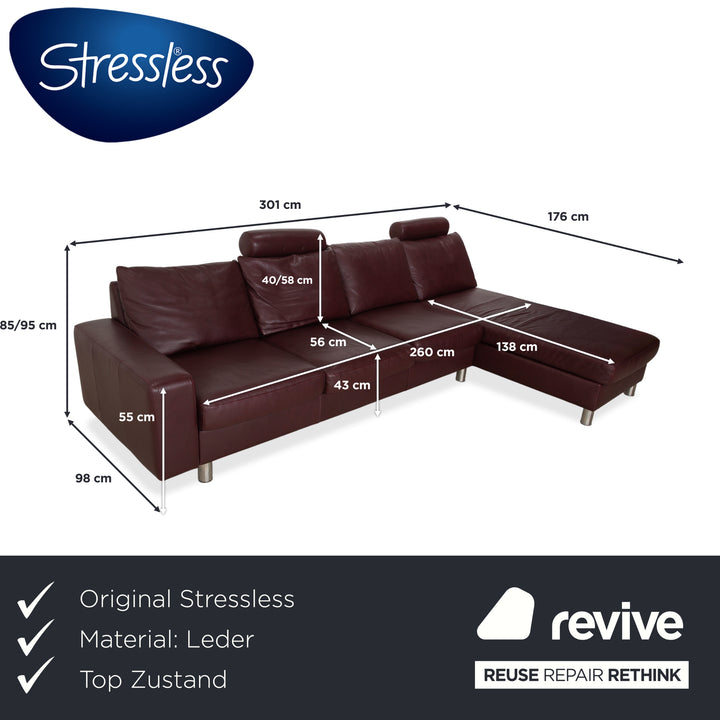 Canapé d'angle en cuir Stressless E200 rouge bordeaux