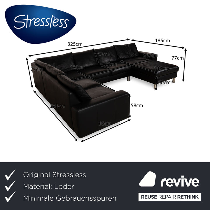 Stressless E200 Leder Ecksofa Schwarz Recamiere Rechts Sofa Couch