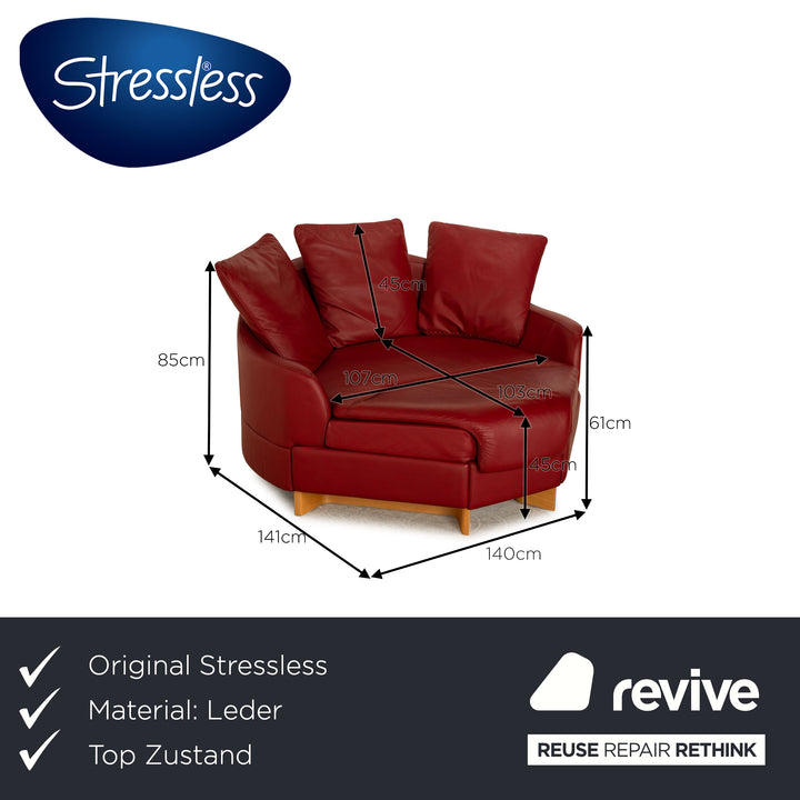 Stressless Corner Part XXL Leather Armchair Red Lounger Couch Sofa