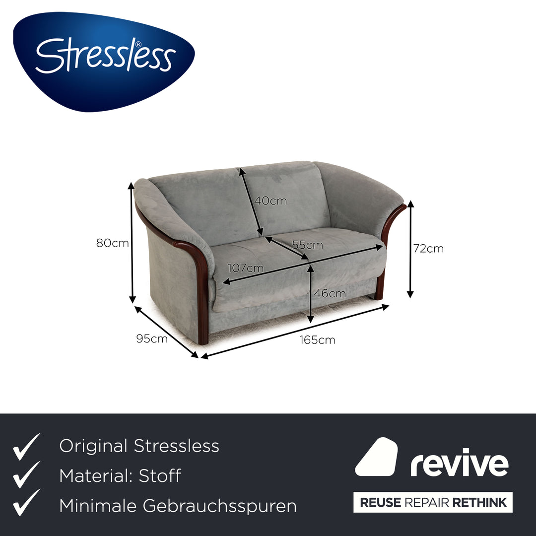 Stressless Ekornes Fabric Loveseat Blue Sofa Couch