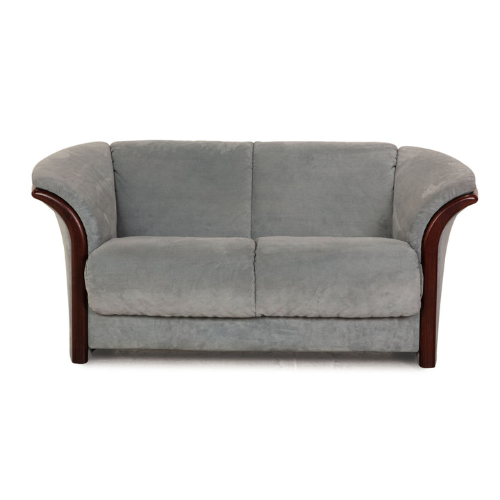Stressless Ekornes Fabric Loveseat Blue Sofa Couch