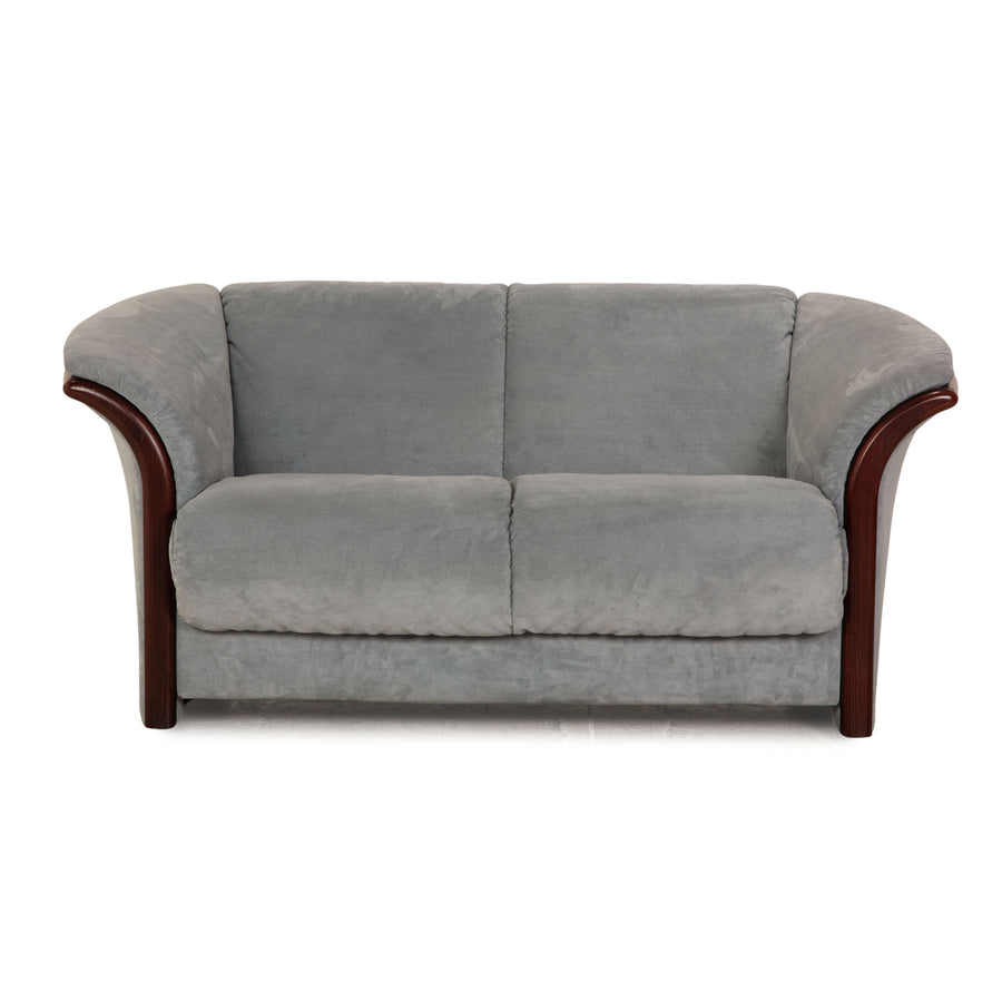 Stressless Ekornes Fabric Loveseat Blue Sofa Couch