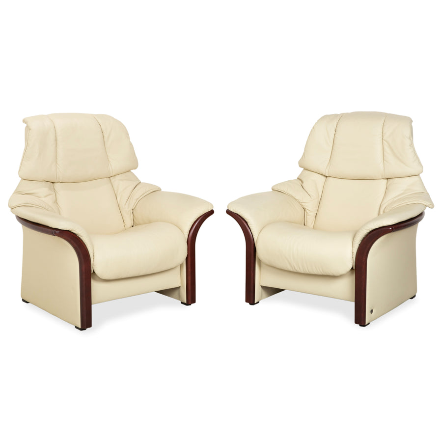 Stressless Eldorado Garnitur Leder Sessel Creme Beige manuelle Funktion