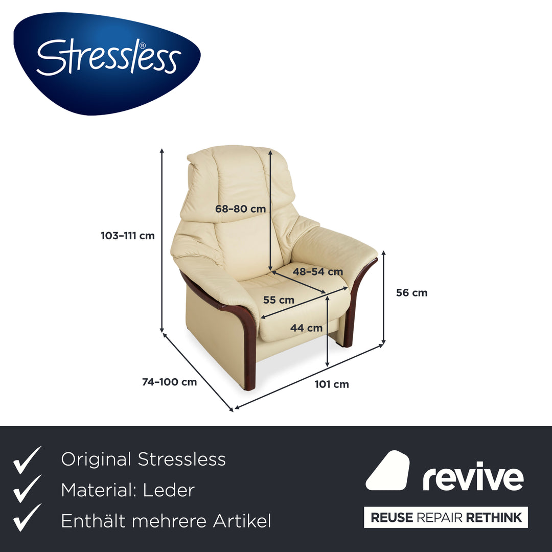 Stressless Eldorado Garnitur Leder Sessel Creme Beige manuelle Funktion