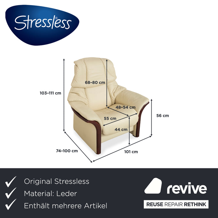 Stressless Eldorado Garnitur Leder Sessel Creme Beige manuelle Funktion