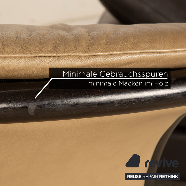 Stressless Eldorado Leather Three Seater Beige Sofa Couch
