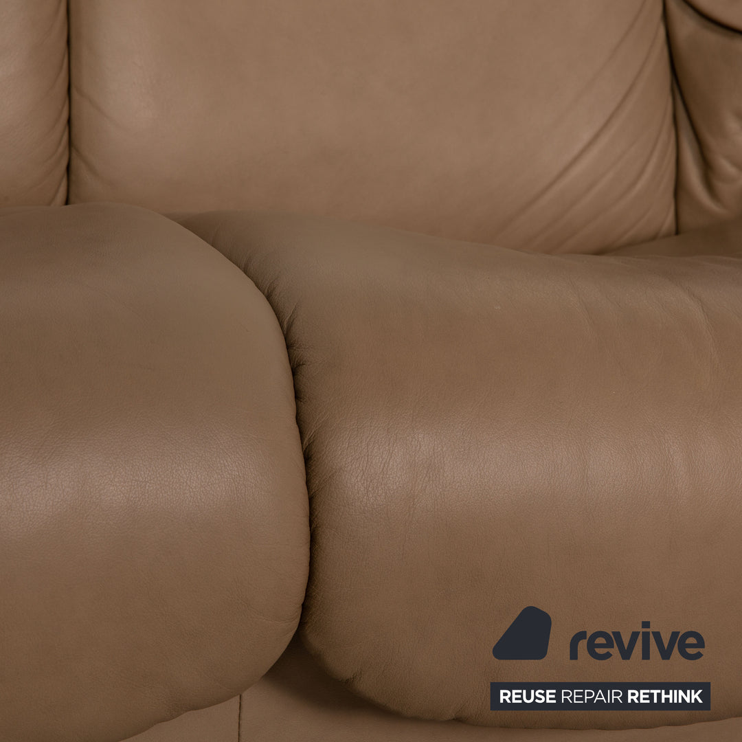 Stressless Eldorado Leather Three Seater Beige Sofa Couch