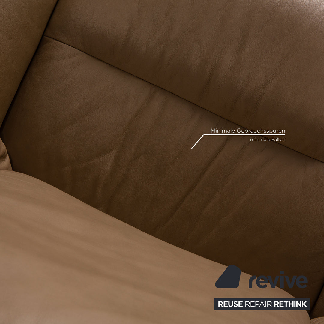 Stressless Eldorado Leather Three Seater Beige Sofa Couch
