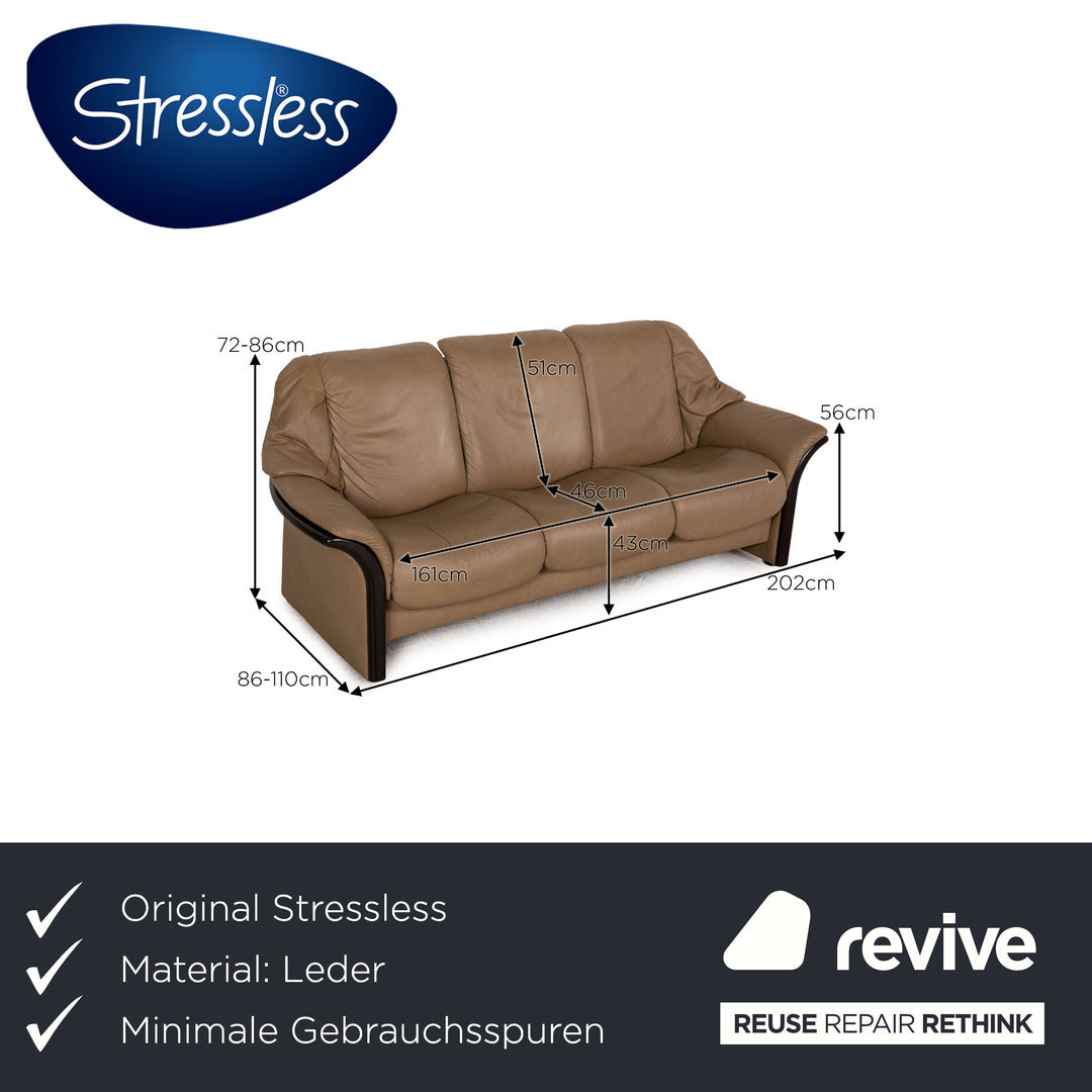 Stressless Eldorado Leather Three Seater Beige Sofa Couch