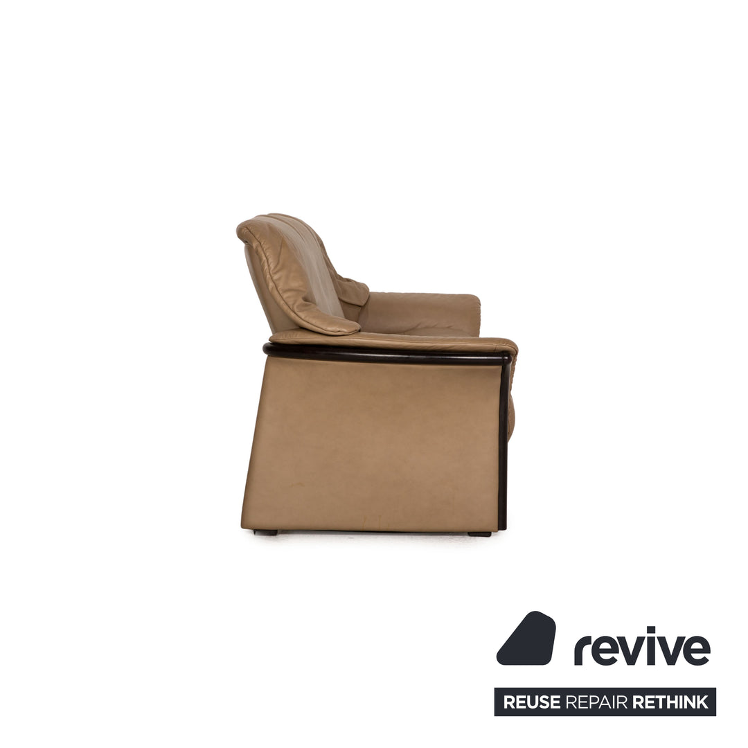 Stressless Eldorado Leather Three Seater Beige Sofa Couch